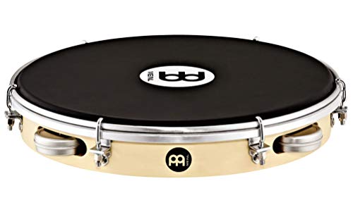 MEINL Percussion Wood Shaker Pandeiro 10" - Marco de álamo/5 batidores/Parche de napa (PAS10PW-NH)