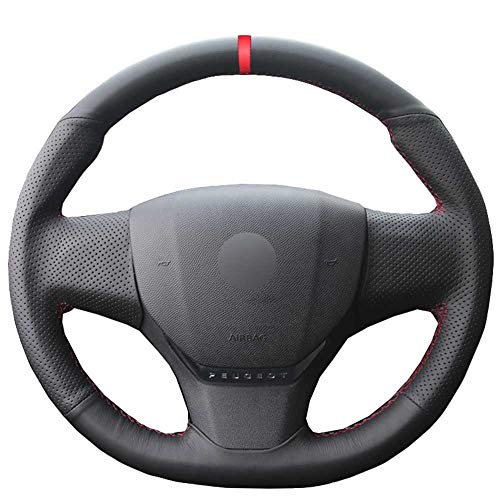 MIOAHD Cubierta para Volante de Coche Cosida a Mano, Apta para Citroen C3 C3-XR C4 2015-2017 2018 2019 Peugeot 408 2014-2019 Viajero 2016-2019