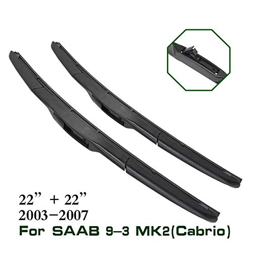 MIOAHD Limpiaparabrisas de Ventana Delantera de Coche, Ajuste de Goma, Apto para SAAB 9-3 Hatchback Cabrio MK1 / MK2 / MK3 Saloon Estate Modelo Año 1998-2012 Gancho de Ajuste/Brazo con pestaña