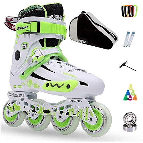 MISTLI Patines Enline Patines para Niños Adultos Hombres Y Damas Conjunto Zapatos Rolling Combinación Profesional, Patines Multifuncionales,Verde,39EU