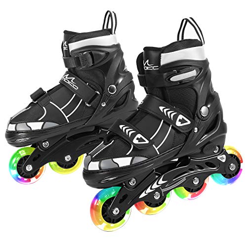 MoKo Patines en Línea Niños con Ruedas Luminosas, Ajustables Patines Infantiles con Luces para Skate Deporte Al Aire Libre para Niños Niñas Principiantes Jóvenes Adolescentes - Talla M