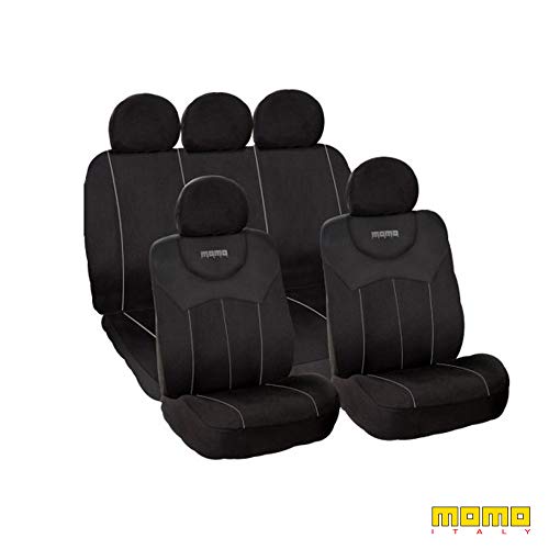 MOMO SC010BG Fundas Asientos para Automóviles, Negro/Gris