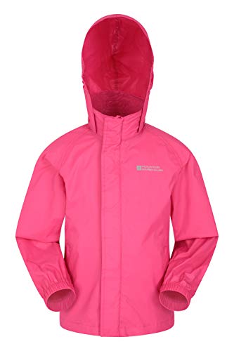 Mountain Warehouse Chaqueta Pakka para niños - Chubasquero y Cortavientos Transpirable, Repelente al Agua, con 2 Bolsillos y Plegable - Ideal para excursiones y Paseos Rosa Brillante 9-10 Años