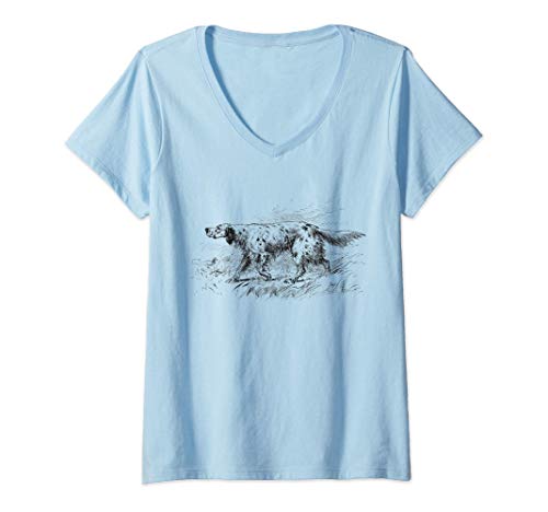 Mujer Regalo perro Setter inglés Vintage Setter inglés Camiseta Cuello V