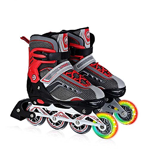 N\C Patines en línea para adultos y hombres y mujeres Flash PU Ruedas Patines Patines en línea ajustables [Código US7]