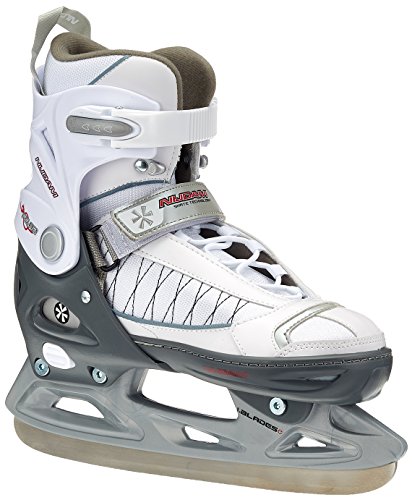 Nijdam Eishockeyschlittschuhe verstellbar Icehockey Skates - Patines de Hockey sobre Hielo, Color Negro, Talla 31-34