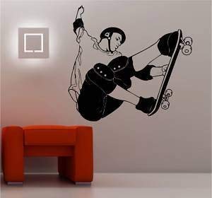 Online Design Enorme Patinador Pegatina Adhesiva Vinílica Pared Dormitorio Niños - Azul