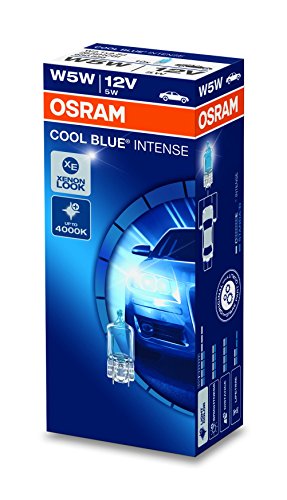 Osram 2825 Cool Blue Intense W5W Lámpara Halógena de Posición, Matrícula, Luz Trasera, 12 V, 5 W, 10 unidad