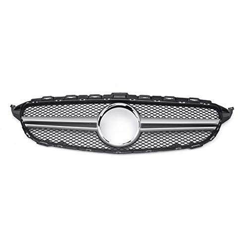 OUWTE  Parrilla Delantera, Parrilla W205, Parrilla Cromada para Coche para Mercedes para Clase C W205 C200 C250 C300 C350 2015-2018 para Estilo Amg