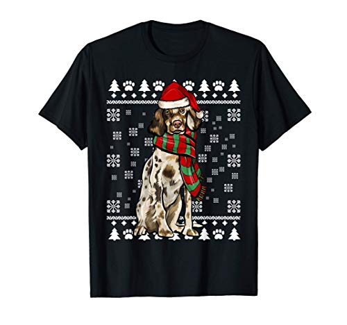 Papá Noel Navidad Setter Inglés Ugly Christmas Camiseta