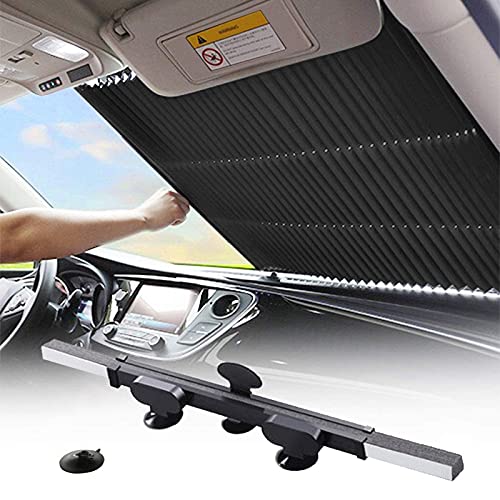 Parabrisas Universal para Coche, Parasol Retráctil, Parasol Delantero Retráctil Automático con Ventosas, Parasol De Coche Estilo Acordeón para Mantener Tu Vehículo Fresco Y Libre De Daños (80cm)