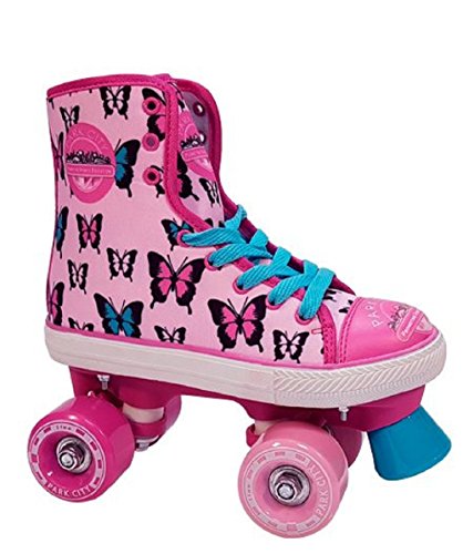 Park City Canvas Butterfly Patines Clásicos Paralelos 4 Ruedas, Unisex niños, Rosa, 32-33