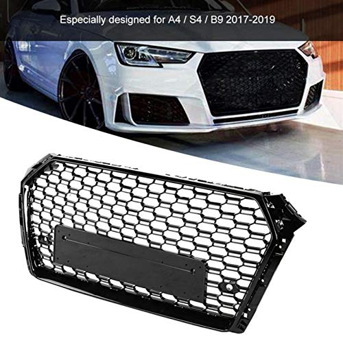 Parrillas del radiador delantero del coche Para RS Estilo Parachoques Delantero Rejilla De Malla Negro Brillante Para Au-di A4 S4 B9 2017 2018 2019 Estilo De Coche Rejilla De Parachoques Delantero