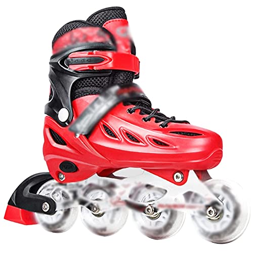 Patines En Línea Ajustables para Niños, Patines con Ruedas Iluminadas, Divertidas Palas de Rodillo Iluminadoras para Principiantes para Niños y Niñas (Color : Rojo, Talla : US 6/EU 38)