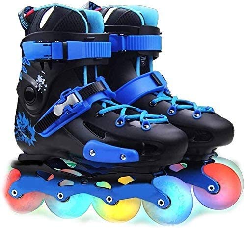 Patines en Línea Infantiles Ajustables LED Patines en línea para niños y niños niños con luz intermitente, cuchillas de rodillos de una sola fila Profesional Zapatillas de patinaje de velocidad en lín