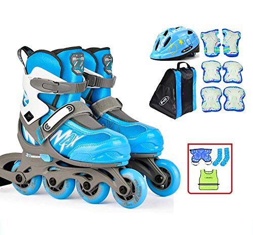 Patines En LíNea: Patines para NiñOs Y Caballeros para NiñOs, Set para Principiantes De 3-6-12 AñOs, Red Transpirable, Marco De Aluminio, Ajustable