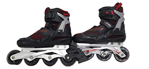 Patines en Línea Unisex Action PW-150AI, Patines Deportivos Negros y Morados. Talla 40