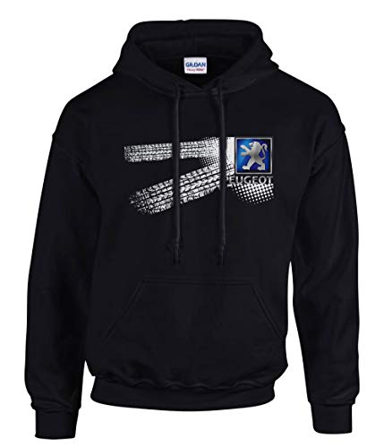 Peugeot Auto Logo Car VOR Fun Hooded Sudaderas con Capucha Negro -3610 – SW