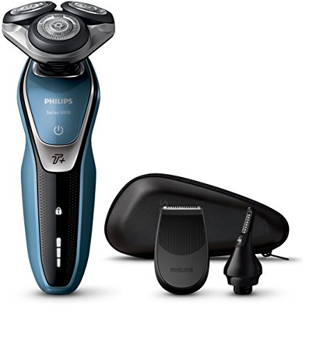 Philips Serie 5000 S5630/45 - Afeitadora eléctrica para hombre rotativa, perfilador patillas, naricero estuche de viaje