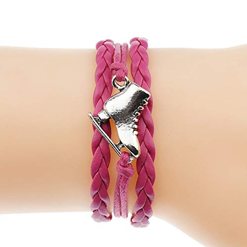 Pulsera De La Mujer,Pulsera,Moda Personal Elegante 5 Colores Plata Antigua Skate Patinaje Artístico Zapatos Encanto Amistad Regalos Pulseras De Cuero Para Las Mujeres Patines De Hielo Joyería