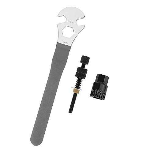 QKURT Llave de Pedal de Bicicleta + Herramienta de extracción de pedalier de Bicicleta, Llave Doble de 15 mm Llave de Pedal de Bicicleta Abierta, Herramienta de reparación de Fondo de Bicicleta