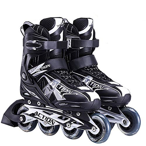 QMMD Patines En LíNea para Adultos, Ajustable Roller Blades Comodo para Principiante, Patines Profesional, Triple Proteccion, Muy Adecuado Mujer Y Hombre,B,L（5.5─8UK / 40─43EU）