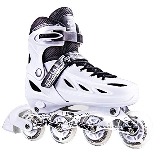 QMMD Patines en Línea para Niños y Adultos con LED Ruedas Iluminadas Tamaño 27 – 41 Patines de Linea Tamaño Ajustable para Niños y Niñas Roller Blades,Blanco,L(4‐6.5UK/38‐41EU)