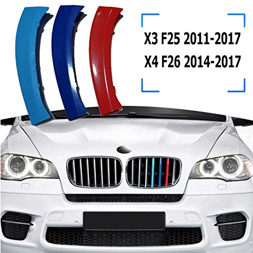 Rejillas frontales 3 Uds ABS Para B-MW X3 E83 F25 G01 X4 F26 G02 Tira De Rejilla De Carreras De Coches Clip De Ajuste M Accesorios De Rendimiento De Potencia 07-17 18-20 ( Color : 11 17 X3 14 17 X4 )