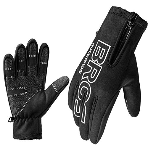 ROCKBROS Guantes de Ciclismo Bicicleta con Forro Polar y Pantalla Táctil para Hombre y Mujer Antideslizante para MTB Carretera