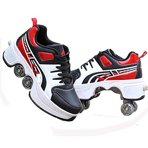 SHANGN Patines De Ruedas para Niños, Patines En Línea Ajustables, Patines De Ruedas para Niños, para Niños Y Niñas, Adultos Unisex,Red-41