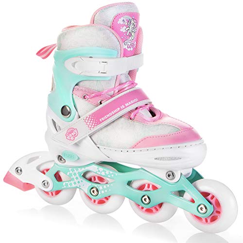 SPOKEY Patines en línea My Little Pony Candy para niños de hasta un peso máximo de 60 kg, tamaño ajustable, rieles de aluminio, rodamientos ABEC-7 de carbono, ruedas de poliuretano 82 A