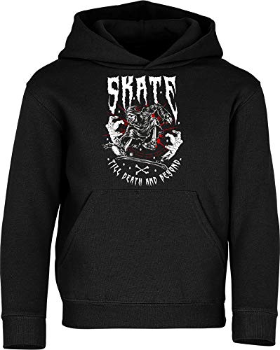 Sudadera con Capucha: Skate Till Death - Skater Pulóver - Regalo Niños Niño Niña - Skateboard Monopatín Mono Patinar Cumpleaños Navidad Sweater Hoodie Jersey Outdoor Deporte Sport (152)