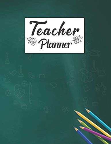 Teacher Planner: Academic Year Lesson Plan Calendar 8 Period Full Year Happy Colored Pencils | Happy Planner and Record Book (Lesson Plan Books For Teachers 2021-2022)