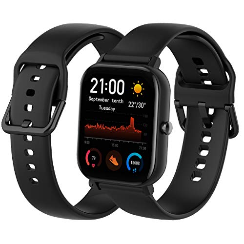 Th-some Correa para Amazfit GTS Smartwatch Reloj de Pulsera Compatible con Amazfit GTS/Amazfit Bip/Amazfit GTR 42mm Band Silicona (Negro)