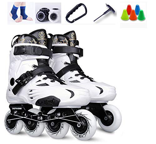 VARADOMO Patines en línea para Hombres y Mujeres, con rodamientos de Bolas, 13 Unidades de Patines de Fitness Unisex para Adultos, con Triple protección de Seguridad, para Principiantes,Blanco,8.5/44