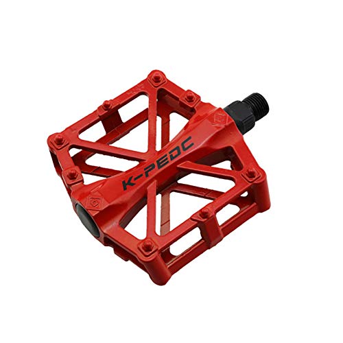 VOANZO Pedales de Bicicleta, Pedales de Bicicleta Pedales de Bicicleta de montaña duraderos Antideslizantes de Aluminio, Pedales de Bicicleta MTB BMX (Rojo)