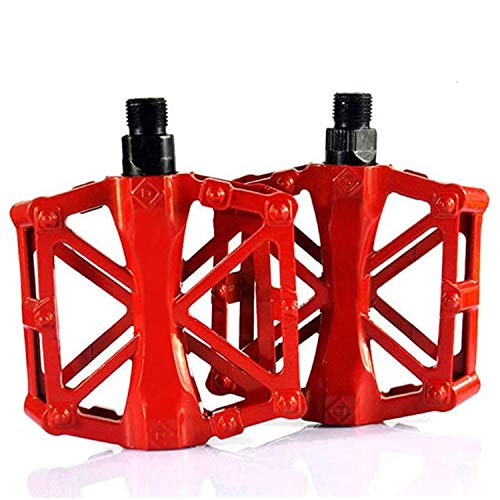 WELLXUNK® Pedales Bicicleta, Mountain Pedales Bicicleta, Bicicleta de MTB/BMX Pedales, Pedales de Bicicleta de Montaña Duraderos Ultraligeros Antideslizantes de Aluminio (Rojo)