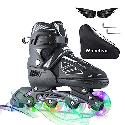 Wheelive Patines en línea Ajustables para niños, Patines de Ruedas Patines en línea de Rendimiento para Exteriores e Interiores con Ruedas Totalmente iluminadas para niños niñas Adultos Principiantes