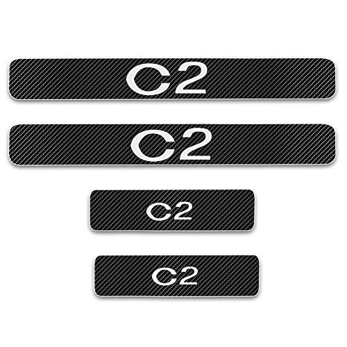 Wlkjhty 4 Piezas Fibra de Carbono Umbral de Pedal de Fibra para Citroen C2, Decoración para Estribos de Coche, Rasguño Resistente a Los Arañazos Etiqueta de Protección