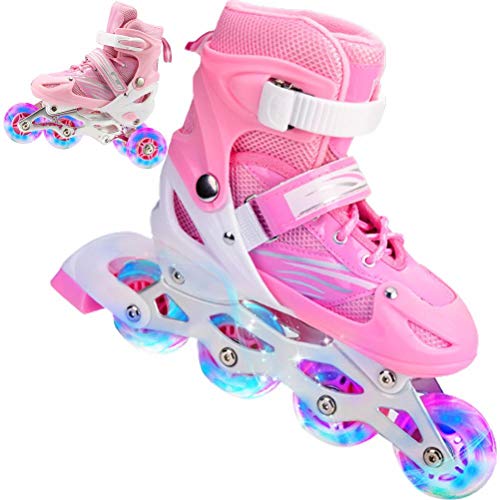 WSTERAO Patines de Ruedas para niños Patines de Ruedas para Principiantes Patines de Ruedas Retro de tamaño Ajustable Ideales para Principiantes, Patines de Ruedas cómodos para niñas y niños