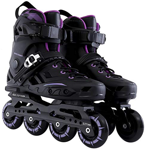 Xbshmw Adult Lovers Patines de Ruedas, Patines Profesionales de Una Sola Fila para Hombres y Mujeres, Patines en Línea para Principiantes,Púrpura,43