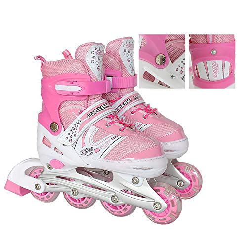 XJBHD Patines en Línea Rollers Skates Patines en Línea para Niños con Rueda Delantera Luminosas de PU, Rollerblade de Malla Transpirable para Niñas y Niños Tamaño 31-42