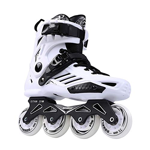 YCHBOS Patines Graduables para NiñOs Y Adolescentes, Patines En LíNea para Adultos De Una Hilera Zapatos Profesionales con 8 Ruedas Iluminadoras Y Proteccion, CóModos Y FáCileswhite-37