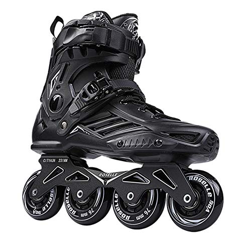 YCHBOS Patines Graduables para NiñOs Y Adolescentes, Patines En LíNea para Adultos De Una Hilera Zapatos Profesionales con 8 Ruedas Iluminadoras Y Proteccion, CóModos Y FáCilesBlack-42