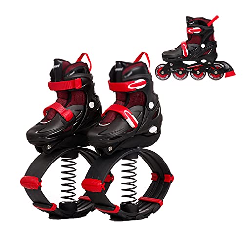 YLJXXY 2 en 1 Zapatos Rebote Patines en Línea Ajustables Uso en Interiores Y Exteriores Bota Saltos Rango de Carga de Peso 20-80kg Zapatos Patines de Ruedas para Adulto Niños