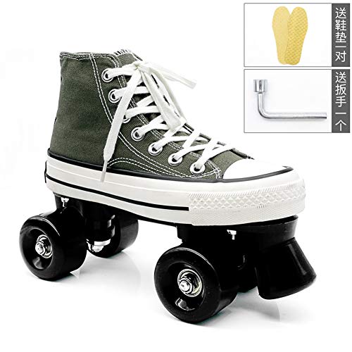 YYSDH La Lona Hola patín Patines, Zapatos del patín artístico Confortables Patines de Rodillos Calle Cuatro Rondas Patines de Ruedas, Damas y Caballeros,Verde,38