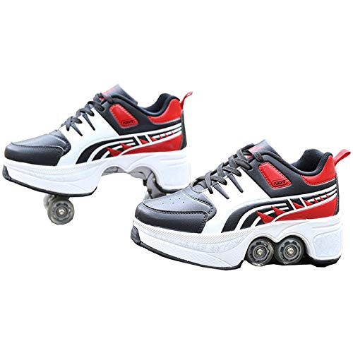 ZHANG y Niños Patines de Ruedas Patines de Ruedas Dobles Patines de Ruedas de Tendencia de Cuatro Ruedas de Dos Filas Patines de Ruedas de Dos Usos,B-UK2.UK2.5