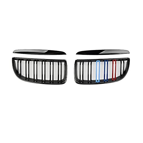 ZYTZK Un par de Listones Dobles de Parrilla de riñón de Coche Negro Brillante, para BMW E90 E91 3 Series 320i 325i 328i 2005-2008 Accesorios para automóviles-Matt_Black_2_Line_M