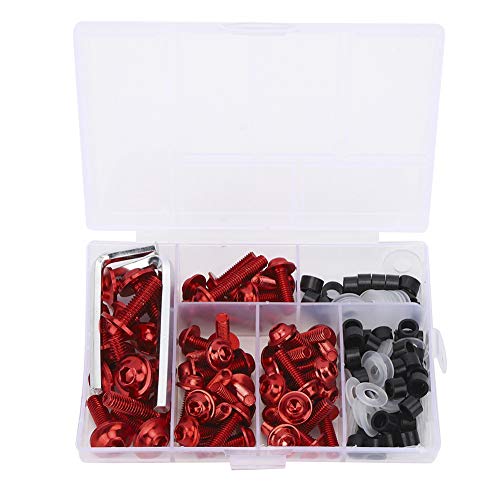 158 piezas Universal motocicleta Kit de pernos de carenado Tornillos Sujetadores Fijación Kits de montaje de moto deportiva Arandelas Tuercas Tornillos Surtido de clips(rojo)