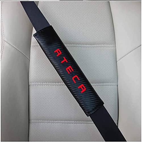 2 Piezas Fibra Carbono Almohadillas CinturóN De Seguridad para Seat Ateca, CinturóN De Seguridad Almohadilla Para El Hombro, CóModo Hombreras Protectores